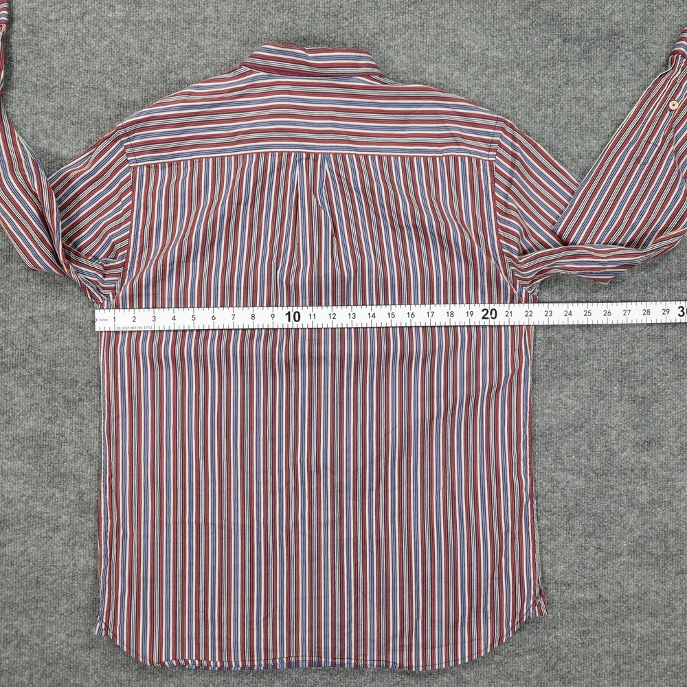 Tommy Bahama Shirt Mens Large Red White Blue Stripe Cotton Silk Long Sleeve - Picture 7 of 9